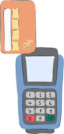 A card reader with a contactless payment card